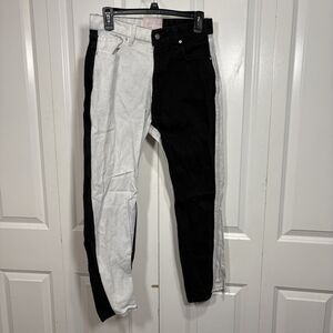 Revice Two Tone Jeans Women 29 Black White High Rise Y2K Contrast Streetwear